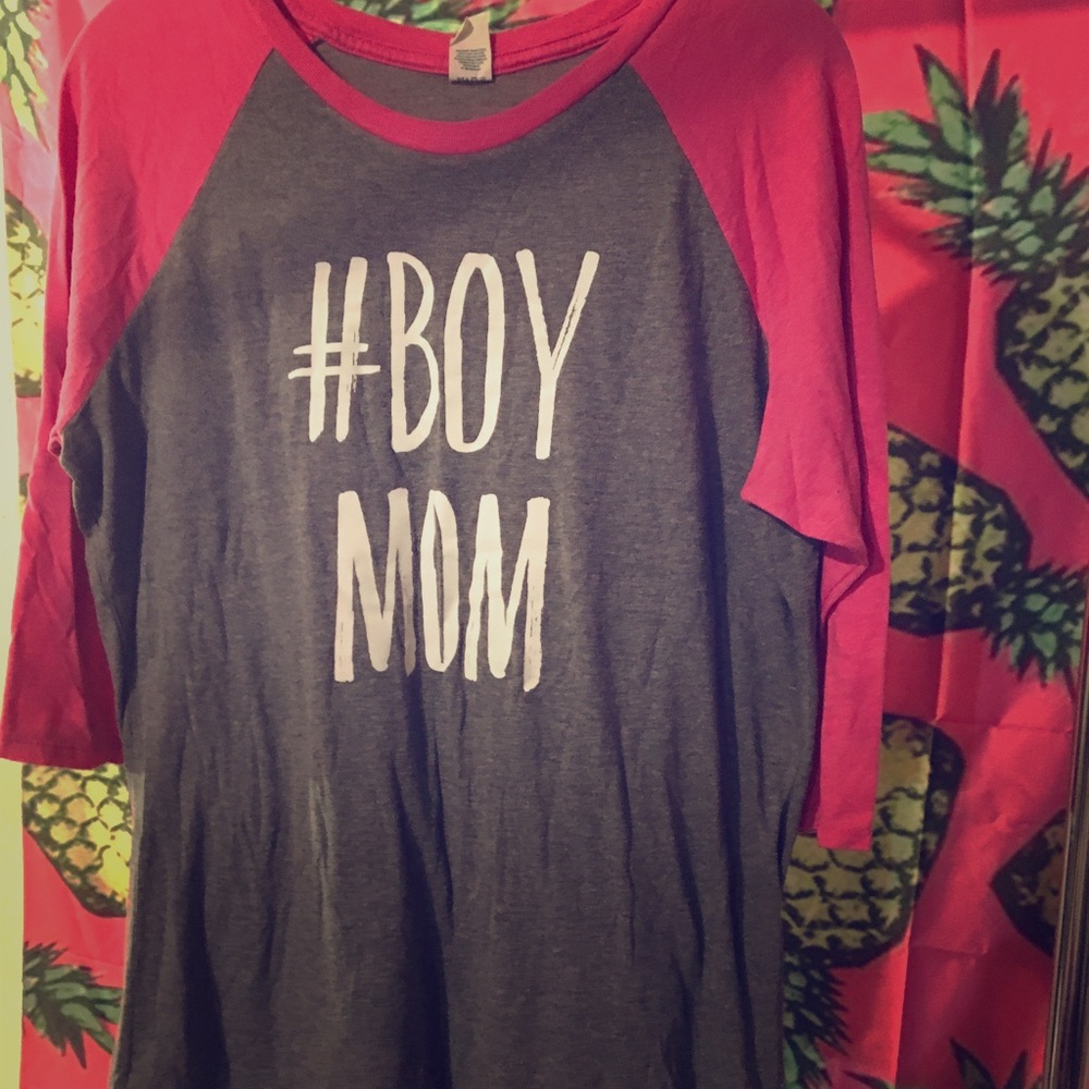 Boy Mom Pink Baseball T Size XL Pink Grey